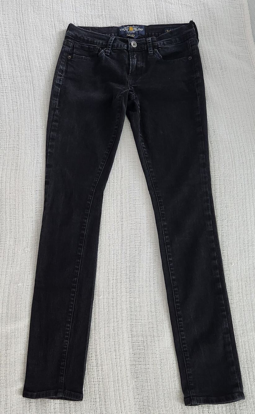 Lucky Brand Charlie Skinny Jeans Black 4 / 27R Mid Rise Stretch Denim